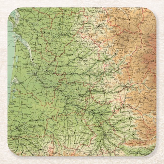 Porta-copo De Papel Quadrado Bordéus do sudoeste da seção de France (Frente)