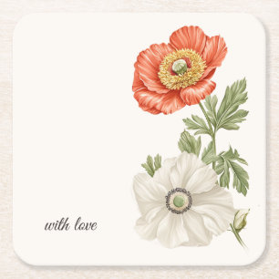 Porta-copo De Papel Quadrado Botânica de Casamento Vintage Acento de Mesa Flo
