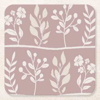 Porta-copo De Papel Quadrado Botânica Rhapsody XL 4 silhueta de bege de marfim