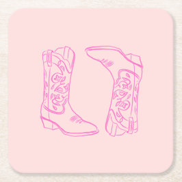 Porta-copo De Papel Quadrado Botas Rosa de Cowgirl Barbie Festa de Solteira