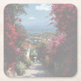 Porta-copo De Papel Quadrado Bougainvillea path | Acrylic
