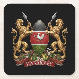 Porta-copo De Papel Quadrado Brasão de armas do Quênia símbolo emblema bandeira