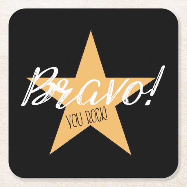 Porta-copo De Papel Quadrado "Bravo! Você está louco!" (Frente)