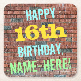 Porta-copo De Papel Quadrado Brick Wall Grafite inspirado no décimo sexto anive