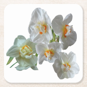 Porta-copo De Papel Quadrado Bridal Crown Daffodils Feche a Porta copos de pape