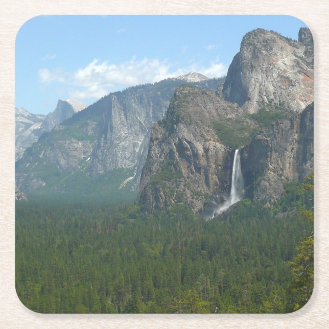 Porta-copo De Papel Quadrado Bridalveil Falls and Half Dome em Yosemite (Frente)