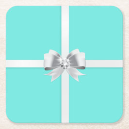 Porta-copo De Papel Quadrado Bride & Co. Turquesa/Porta copos do Teal Bridal Pa