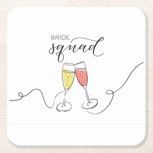 Porta-copo De Papel Quadrado Bride Squad Toast de Champanhe Protetores de Papel
