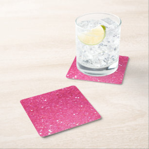 Porta-copo De Papel Quadrado Brilhante Rosa Brilhante