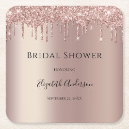 Porta-copo De Papel Quadrado Brilho Dourado Rosa Gotejamento Glam Elegante Chuv