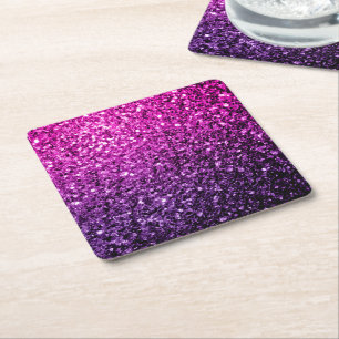 Porta-copo De Papel Quadrado Brilho ombre rosa roxo
