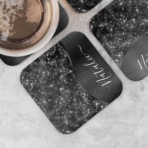 Porta-copo De Papel Quadrado Brilho Preto Metálico Personalizado