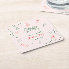 Porta-copo De Papel Quadrado Brincadeira Desenhada Festa de Natal Francesa