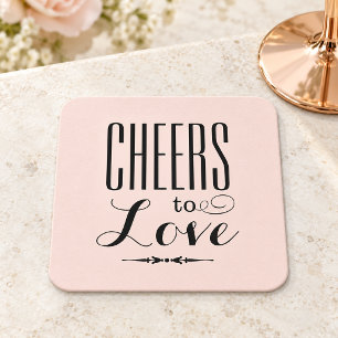 Porta-copo De Papel Quadrado Brinde ao Amor Casamento Preto Rosa