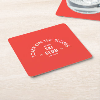 Porta-copo De Papel Quadrado Brinde Nas Encostas Clube Après Ski Retro Vermelho
