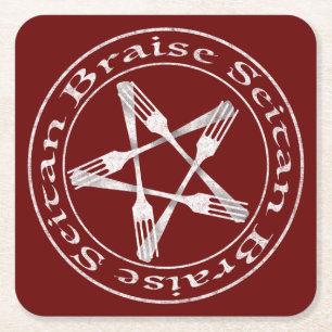 Porta-copo De Papel Quadrado Brise Seitan Vegan Pentagram (versão leve)