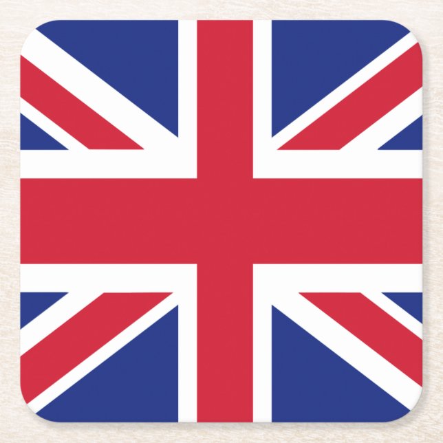 Porta-copo De Papel Quadrado British Union Jack Flag (Frente)