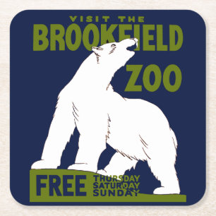 Porta-copo De Papel Quadrado Brookfield Zoo, Poster do Programa de Arte Federal