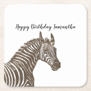 Porta-copo De Papel Quadrado Brown Zebra