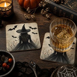 Porta-copo De Papel Quadrado Bruxa de Halloween Encantadora