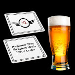 Porta-copo De Papel Quadrado Budget Business Logo Coasters<br><div class="desc">Replace the graphic logo template with your own on these budget drink and beverage coasters for business promotion,  restaurants,  or social events.  Promoted your company,  cause,  or services by making your own drink coasters.</div>
