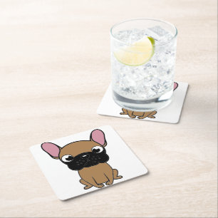 Porta-copo De Papel Quadrado buldogue francês novo desenho kawaii cervo