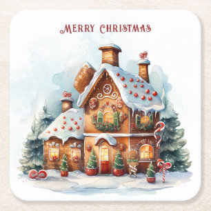 Porta-copo De Papel Quadrado Bule de Papel de Natal Casa de Biscoito de Gengibr