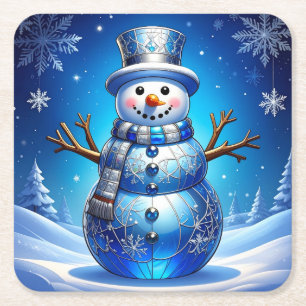 Porta-copo De Papel Quadrado Buleiro de Papel de Floco de Neve de Homem de Neve