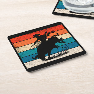 Porta-copo De Papel Quadrado Bull Rodeo Bull Riders Western Ranch Retro