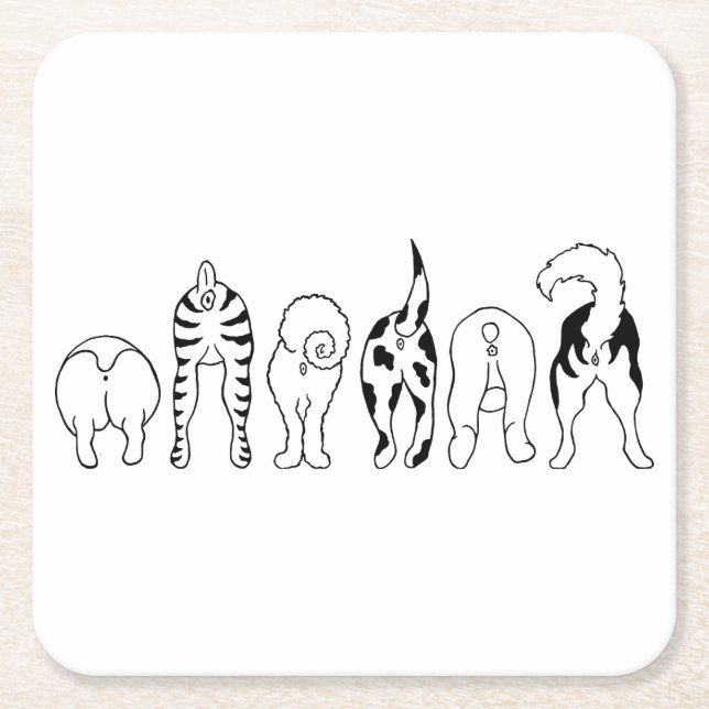 Porta-copo De Papel Quadrado Bumbuns de cães (Frente)