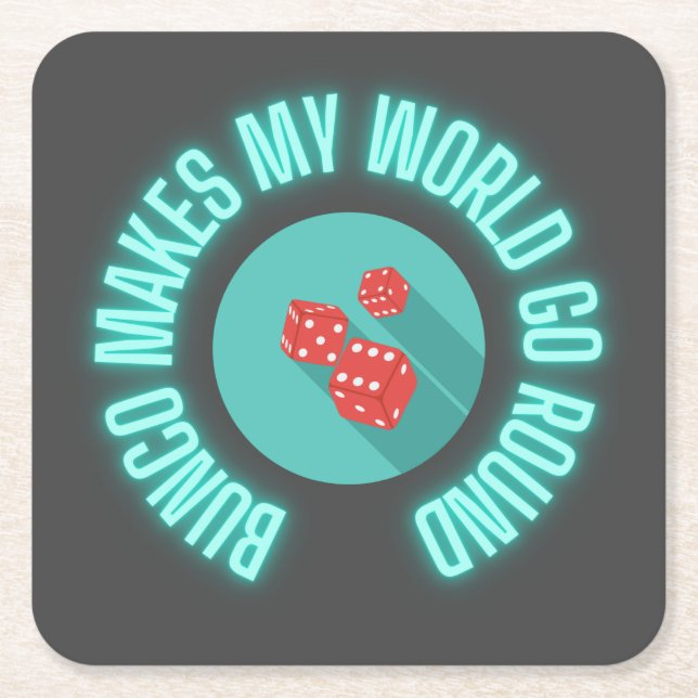 Porta-copo De Papel Quadrado Bunco Faz Meu Mundo Ir Em Neon (Frente)