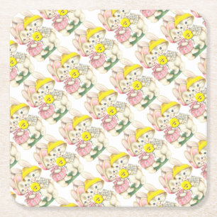 Porta-copo De Papel Quadrado Bunny Girl + Boy