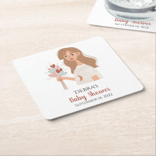 Porta-copo De Papel Quadrado Buquê de corações da mãe terra boho personalizado 
