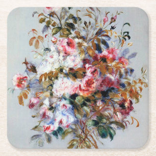 Porta-copo De Papel Quadrado Buquê de Rosas, Renoir