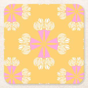 Porta-copo De Papel Quadrado Buquê de Verão Ousado em Dourado