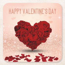 Porta-copo De Papel Quadrado Buquê do Rosa do dia de os namorados - Porta copos