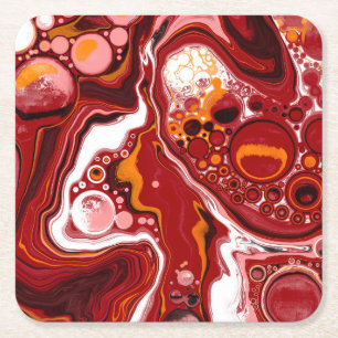 Porta-copo De Papel Quadrado Burgundy White Digital Fluid Art