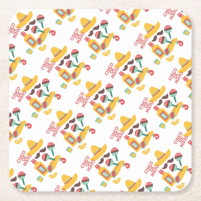 Porta-copo De Papel Quadrado burrito cinco de mayo (Frente)