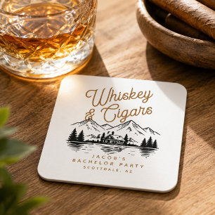 Porta-copo De Papel Quadrado Cabana de Casa de Lago para Festa de Solteiro com