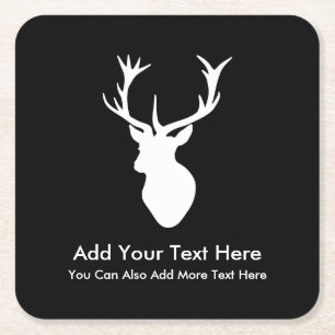 Porta-copo De Papel Quadrado Cabeça branca do veado com Antlers