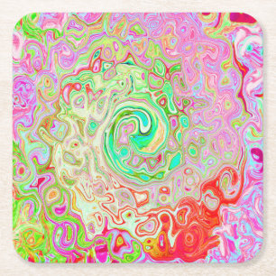 Porta-copo De Papel Quadrado Cabeça de Abstrato retrógrada do pasto verde