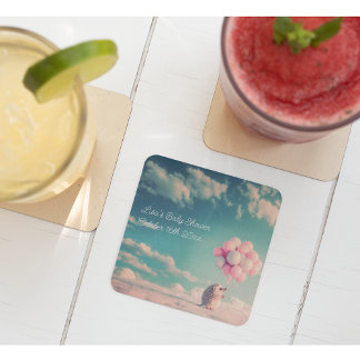 Porta-copo De Papel Quadrado Cabeça de ouriço bonita com balões de aniversário,