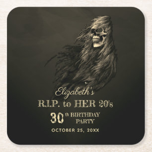 Porta-copo De Papel Quadrado Cabelo assustador RIP para sua Festa de aniversár