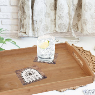 Porta-copo De Papel Quadrado Cabina da família Madeira rustica Decor personaliz