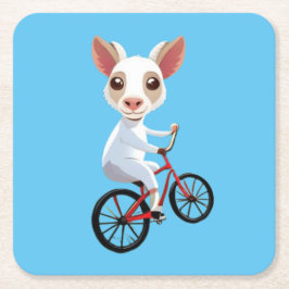 Porta-copo De Papel Quadrado Cabra branca e bonita de bicicleta