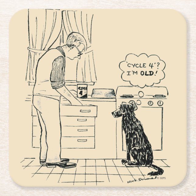 Porta-copo De Papel Quadrado Cachorro ficando velho (Frente)