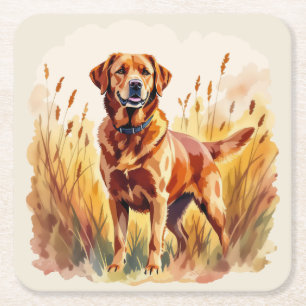 Porta-copo De Papel Quadrado Cachorro Labrador Retriever Vermelho Raposa