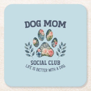 Porta-copo De Papel Quadrado Cachorro Mãe Paw Floral