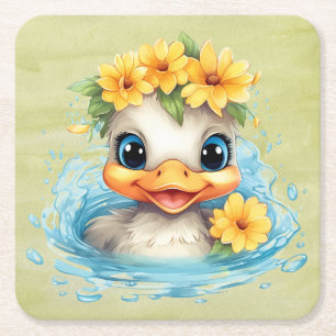 Porta-copo De Papel Quadrado Cachorro Pato Cachorro Patos Brincadeiras flores