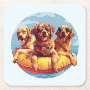 Porta-copo De Papel Quadrado Cachorros de ouro para varejo Piscinas de verão